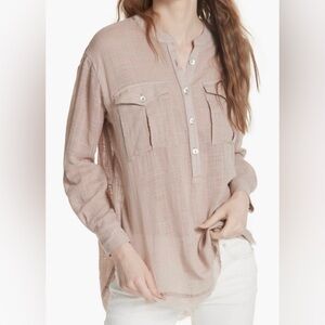 Free People Talk To Me frayed hem top, medium